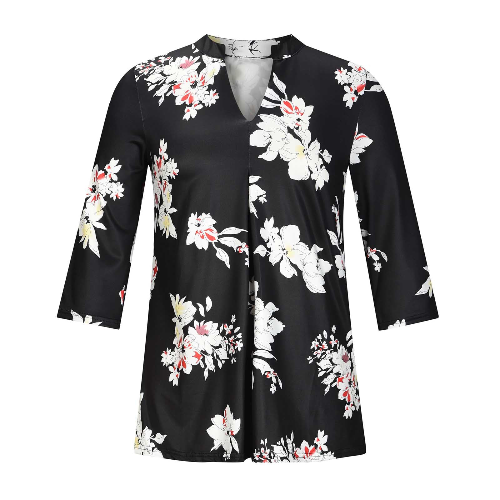 Black floral kimono-style top on a white background