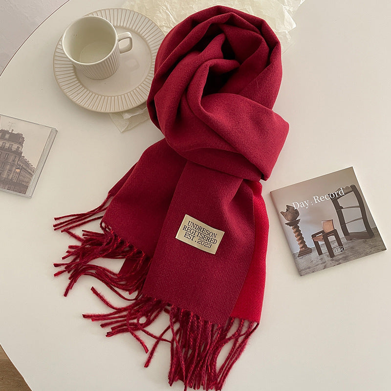 Double - sided Artificial Cashmere Scarf - AmiraMart