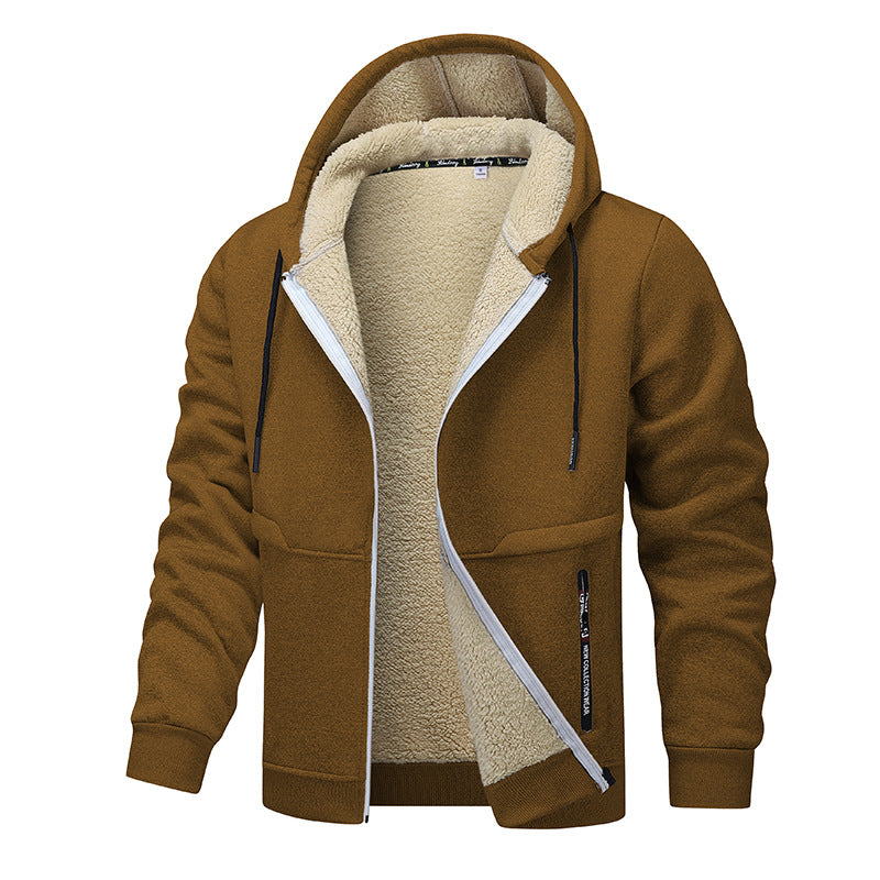 Thick Sherpa Lined Hooded Zipper Jacket - AmiraMart