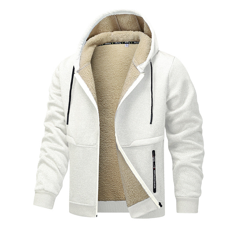 Thick Sherpa Lined Hooded Zipper Jacket - AmiraMart