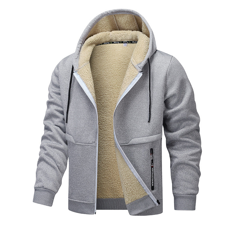 Thick Sherpa Lined Hooded Zipper Jacket - AmiraMart