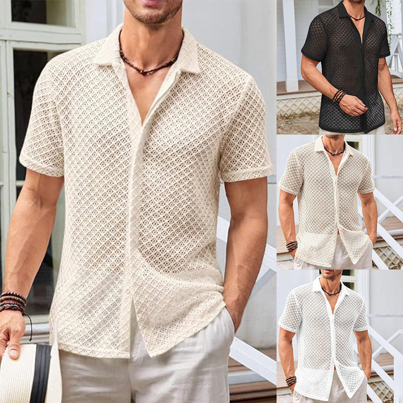 Summer Mesh Short Sleeve Shirt - AmiraMart