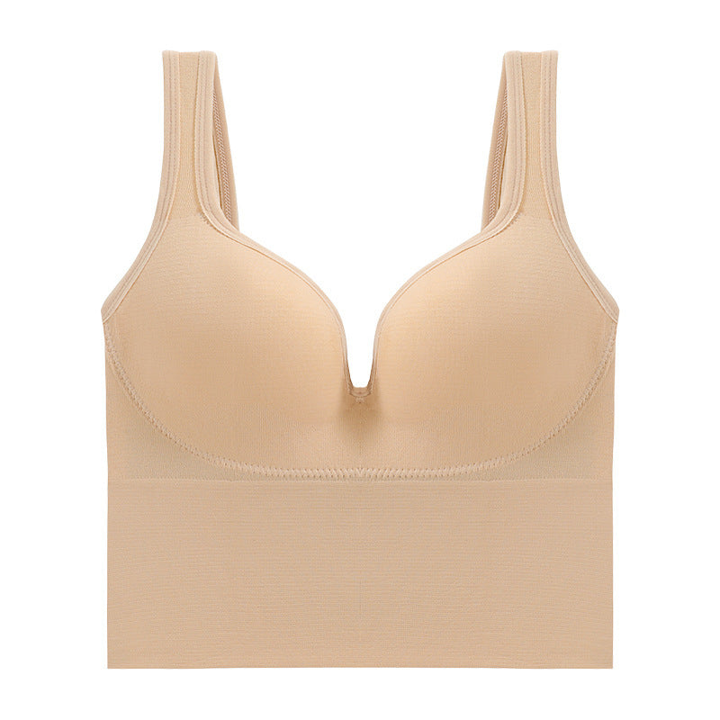 Beige bra on a white background