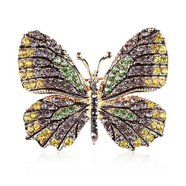 Elegant Rhinestone Butterfly Brooch Pin for Women's Wedding Dress - AmiraMart