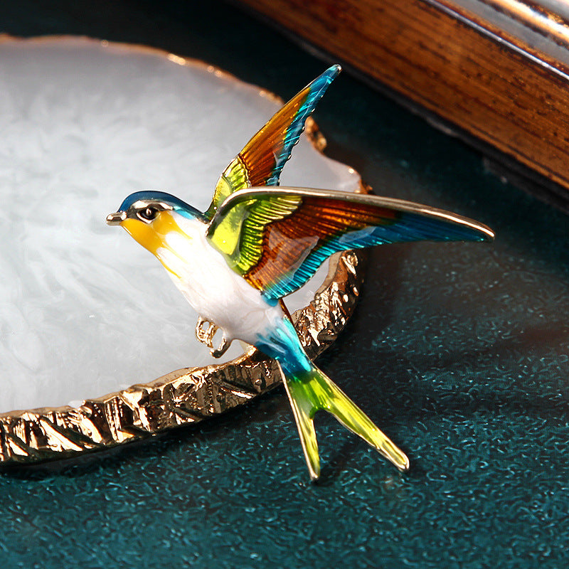 Alloy Diamond Color Swallow Brooch - AmiraMart