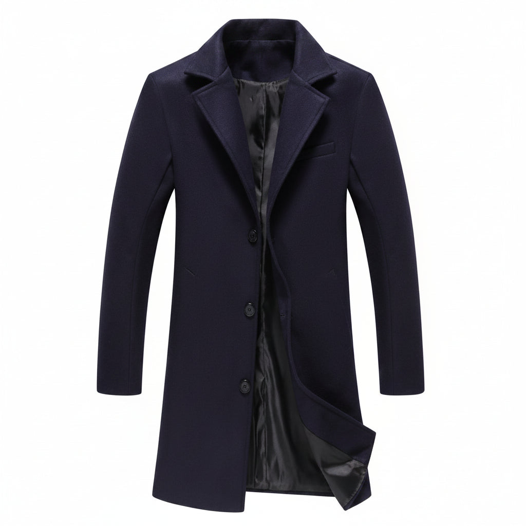 Navy blue coat on a white background