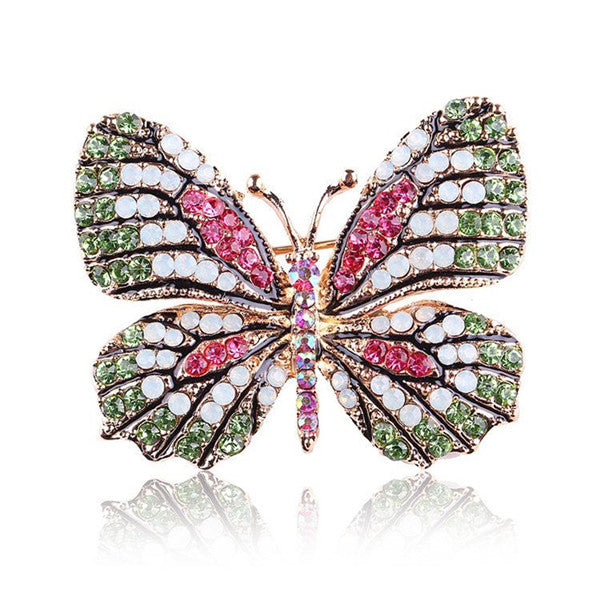 Elegant Rhinestone Butterfly Brooch Pin for Women's Wedding Dress - AmiraMart