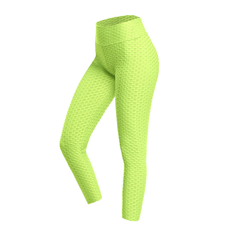 Neon green leggings on a white background