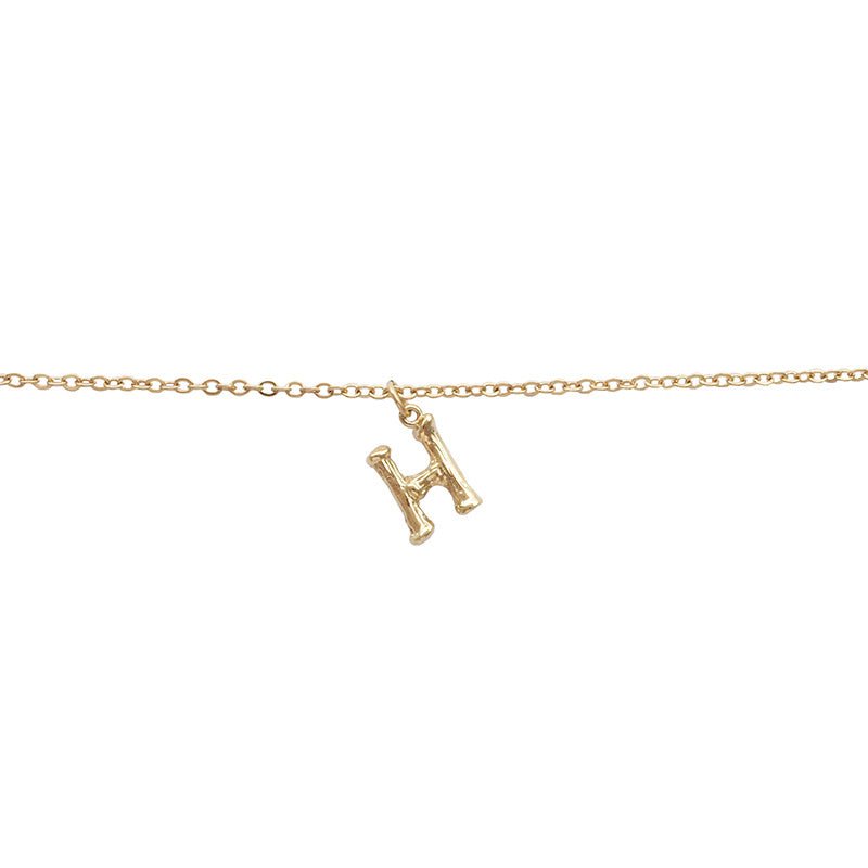 14K Gold - plated 26 Bamboo Letter Anklets - AmiraMart