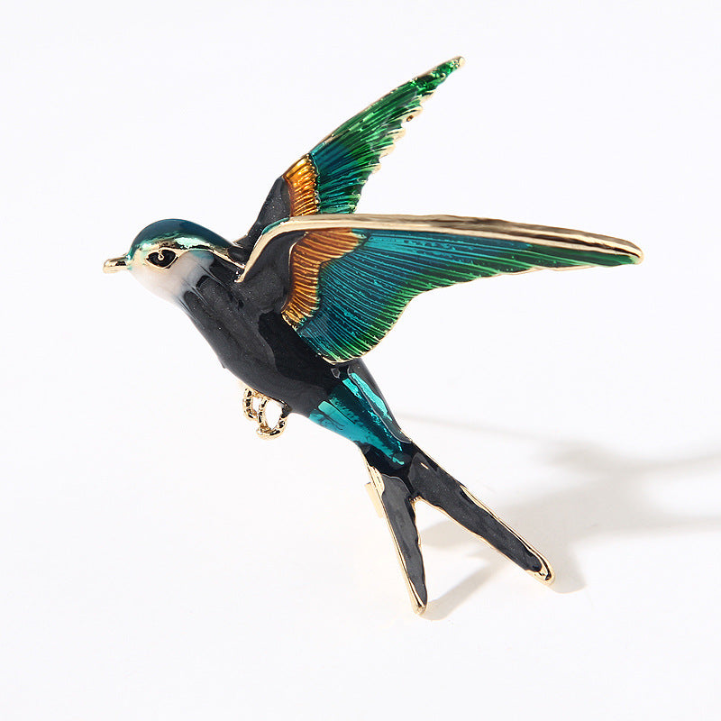Alloy Diamond Color Swallow Brooch - AmiraMart