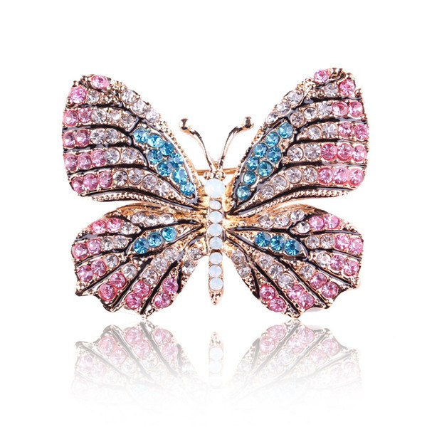 Elegant Rhinestone Butterfly Brooch Pin for Women's Wedding Dress - AmiraMart