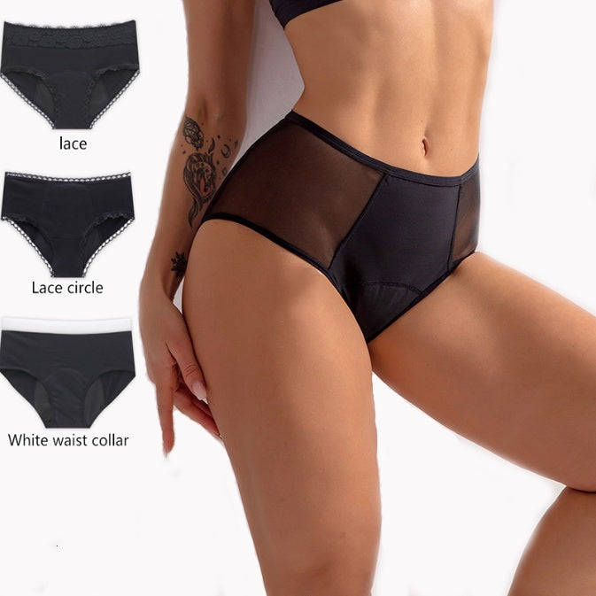 Black lace underwear with additional options labeled on a white background