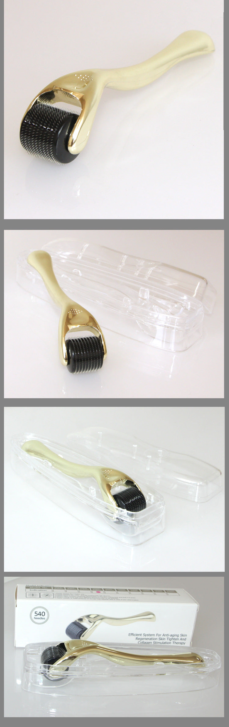 540 Microneedle Roller With Gold And Silver Handle - AmiraMart