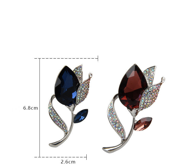 High-End Temperament Crystal Flower Brooch - AmiraMart