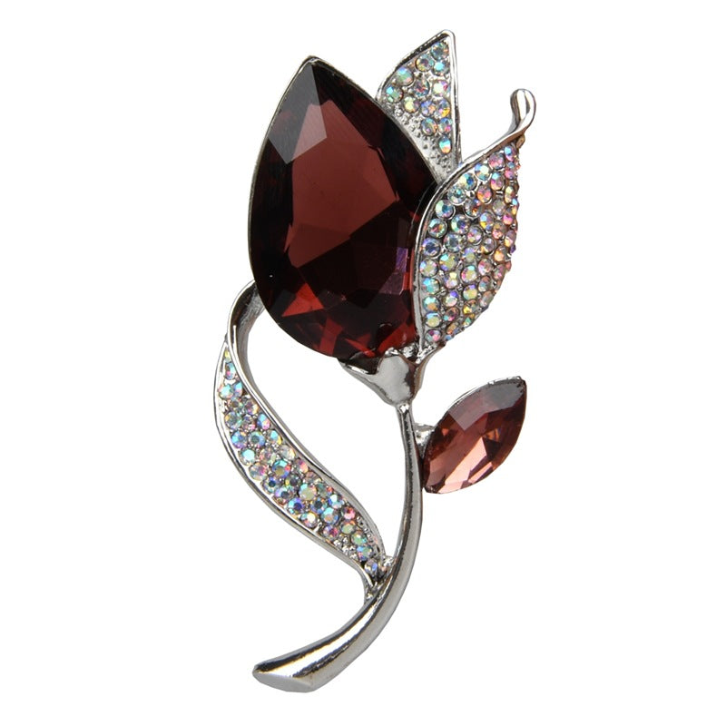 High-End Temperament Crystal Flower Brooch - AmiraMart