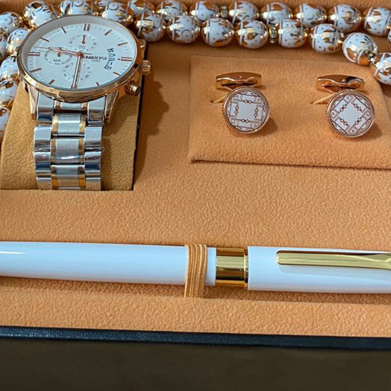 Rosary, Waterproof Watch, Cufflinks, Pen, High - end Gift Box - AmiraMart