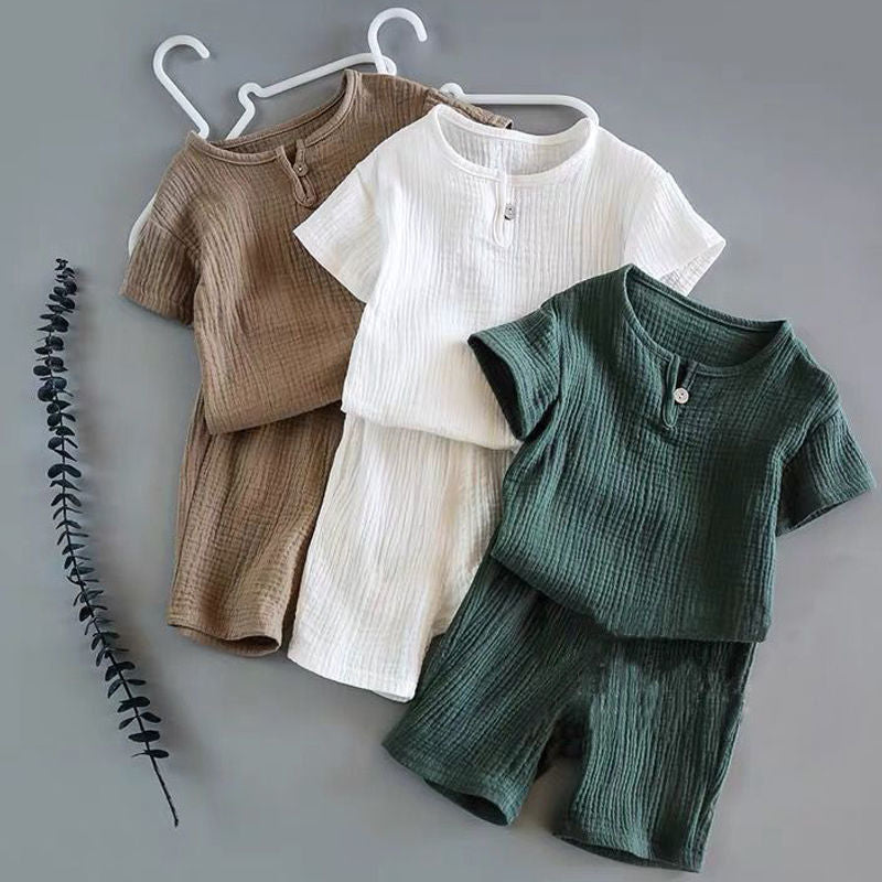 Boy And Girl Baby Short-sleeved Summer Suit - AmiraMart