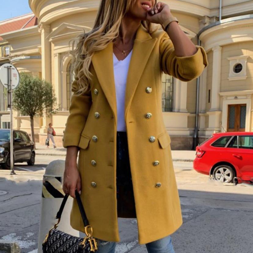 Person wearing a yellow coat on a city street