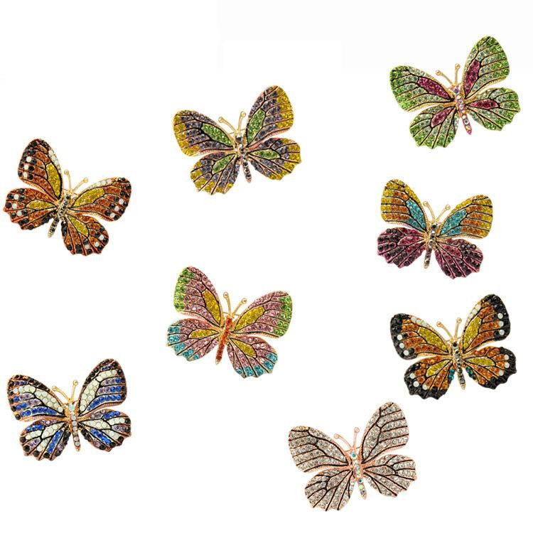 Elegant Rhinestone Butterfly Brooch Pin for Women's Wedding Dress - AmiraMart