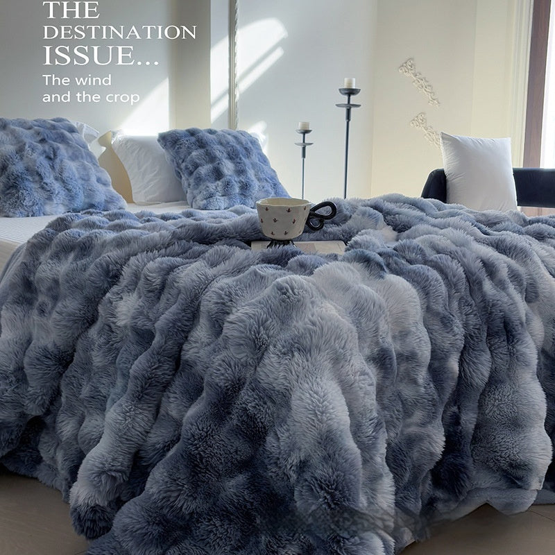 Bubble Velvet Thickened Nap Blanket Quilt - AmiraMart