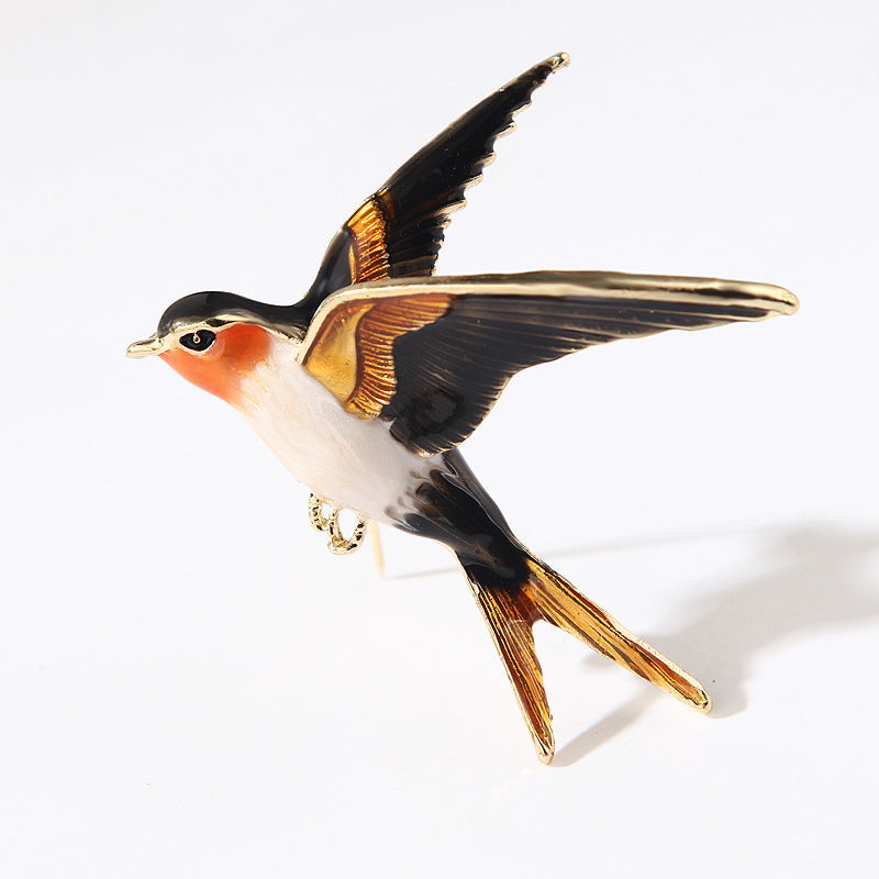 Alloy Diamond Color Swallow Brooch - AmiraMart