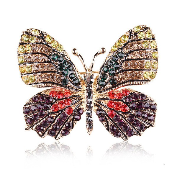 Elegant Rhinestone Butterfly Brooch Pin for Women's Wedding Dress - AmiraMart