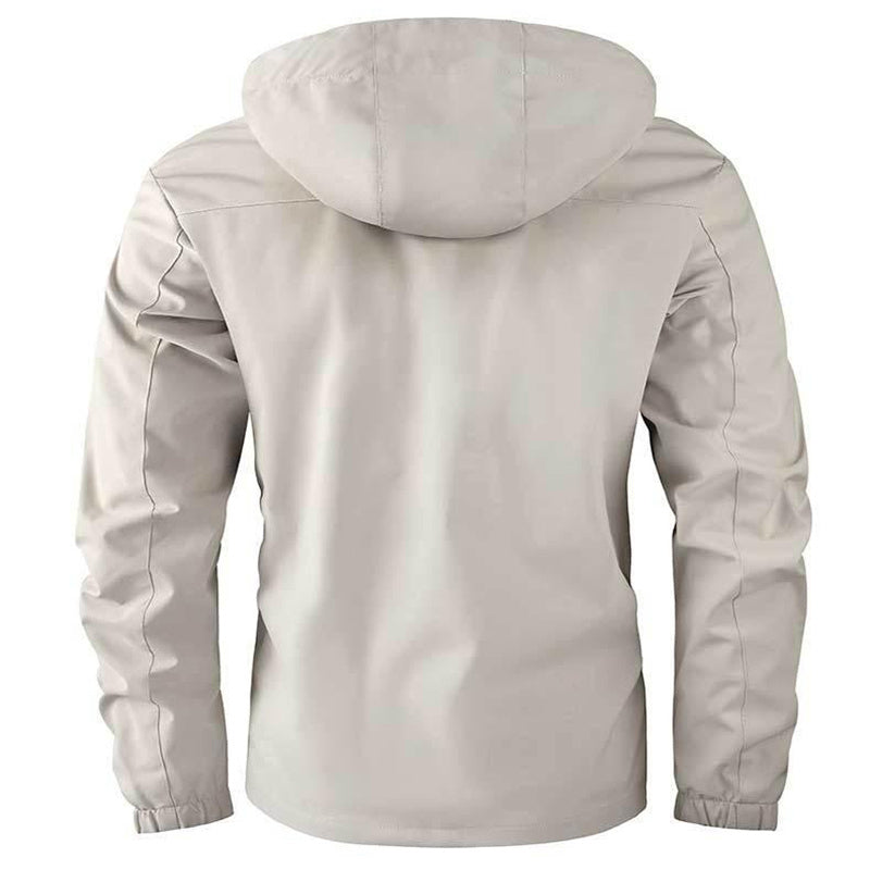 Beige hooded jacket on a white background