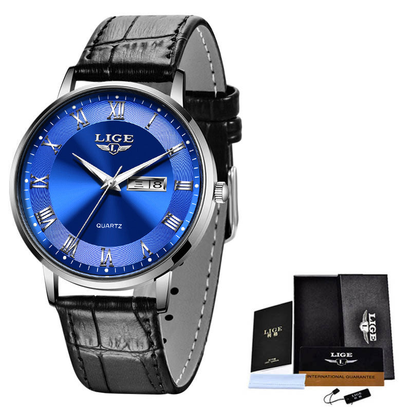 Thin Ladies Quartz Dual Calendar Waterproof Watch - AmiraMart