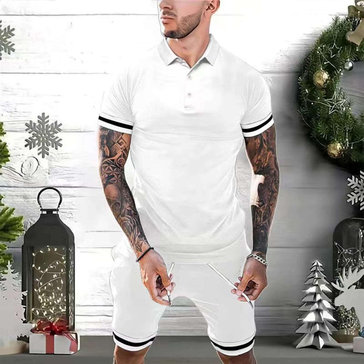 2 Piece Outfits Polo Shirt Fashion Summer - AmiraMart