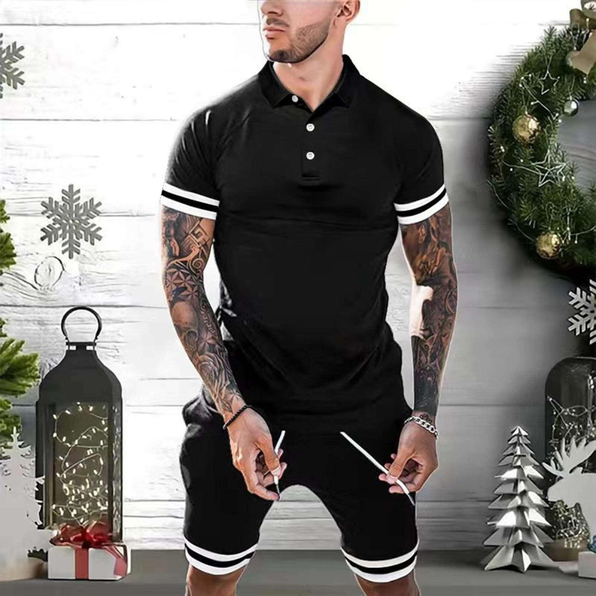 2 Piece Outfits Polo Shirt Fashion Summer - AmiraMart