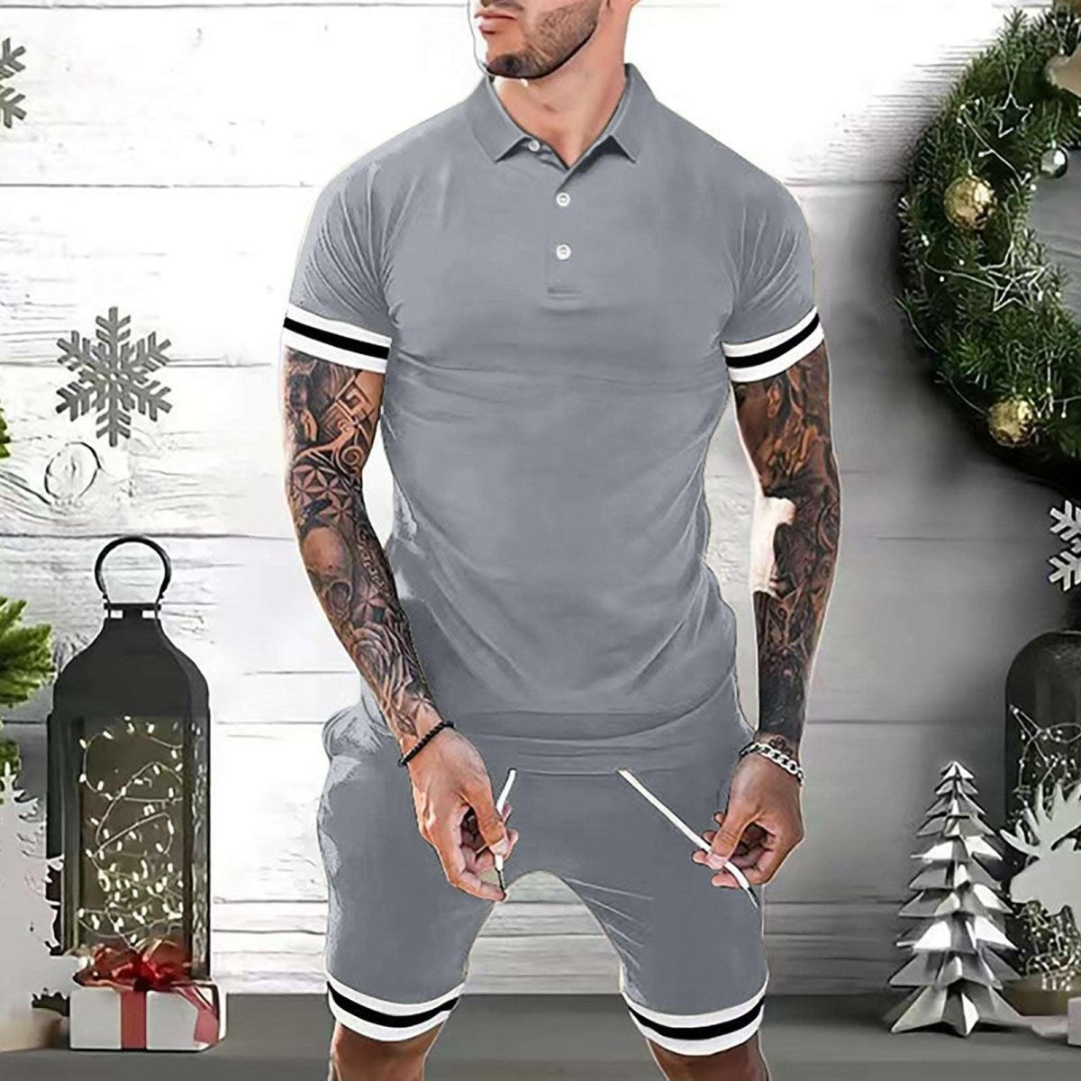 2 Piece Outfits Polo Shirt Fashion Summer - AmiraMart