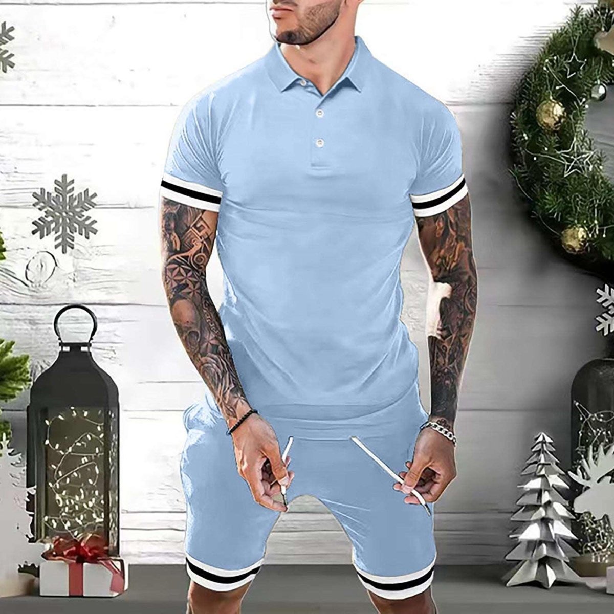 2 Piece Outfits Polo Shirt Fashion Summer - AmiraMart