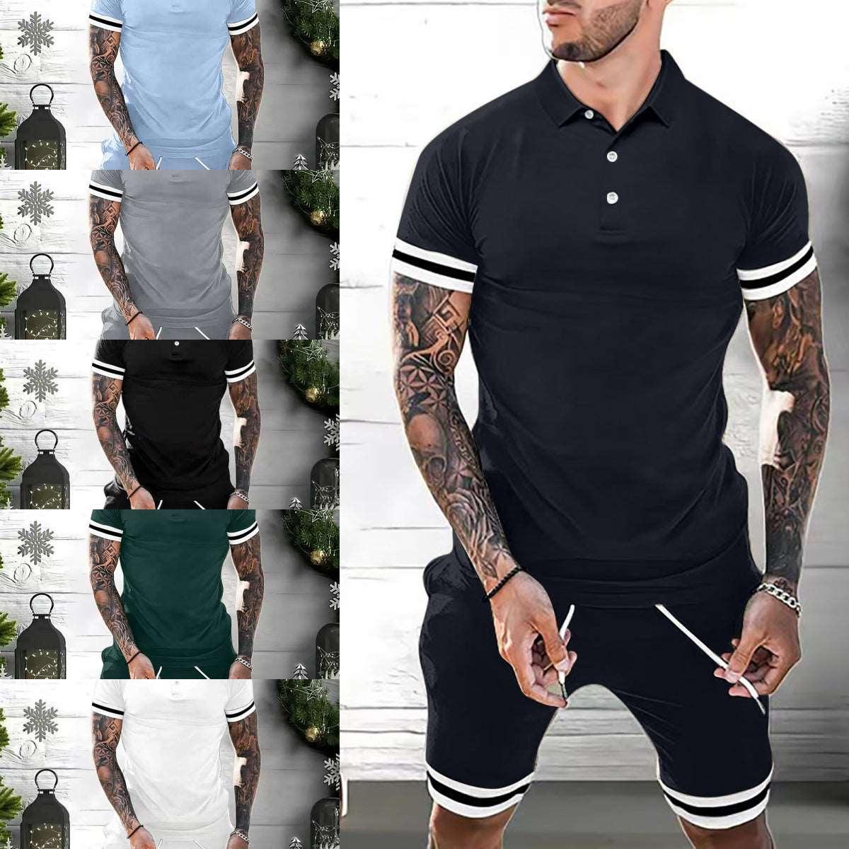 2 Piece Outfits Polo Shirt Fashion Summer - AmiraMart