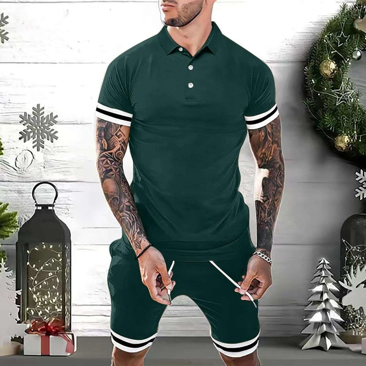 2 Piece Outfits Polo Shirt Fashion Summer - AmiraMart
