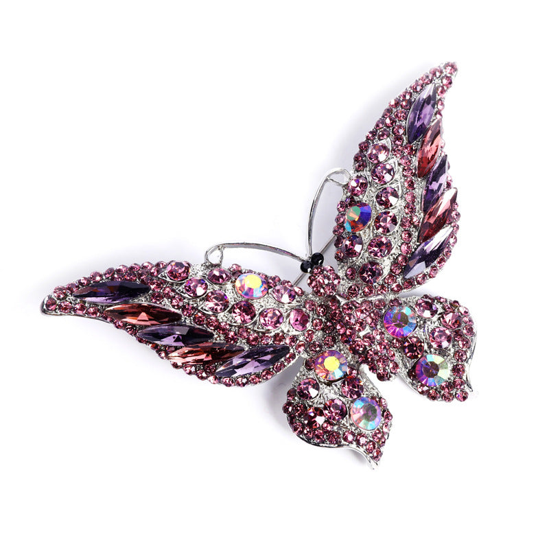 Crystal Big Butterfly Brooch Fashion Animal Insect Lady - AmiraMart