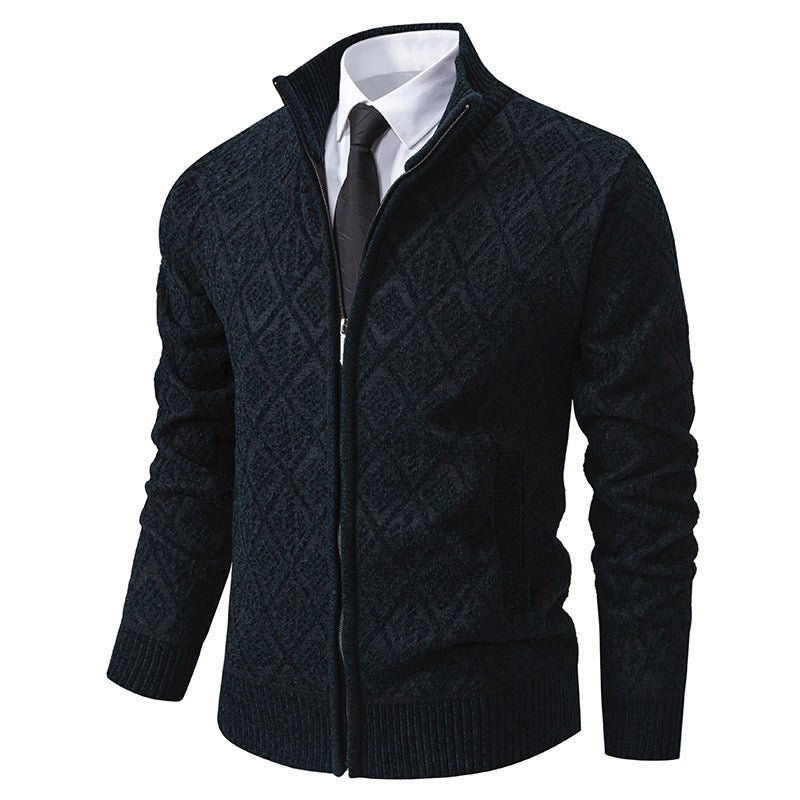 2024 Fall Winter Men Fleece - lined Thickening Stand Collar Sweater - AmiraMart