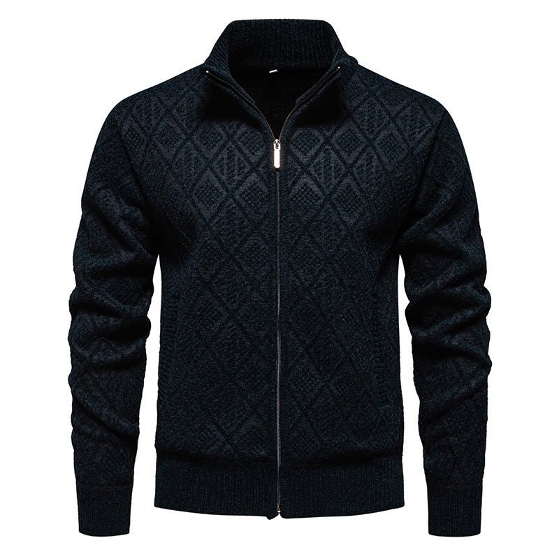 2024 Fall Winter Men Fleece - lined Thickening Stand Collar Sweater - AmiraMart