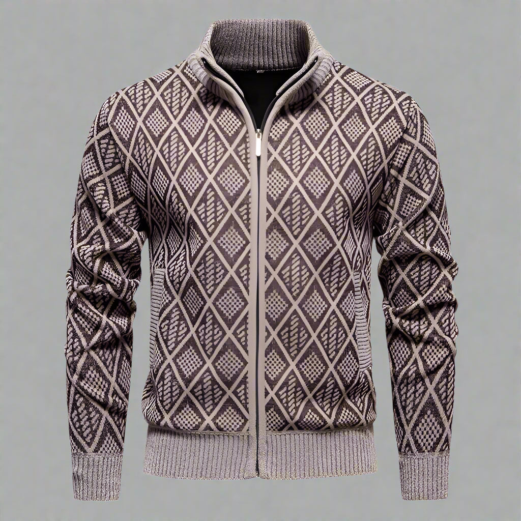 2024 Fall Winter Men Fleece - lined Thickening Stand Collar Sweater - AmiraMart