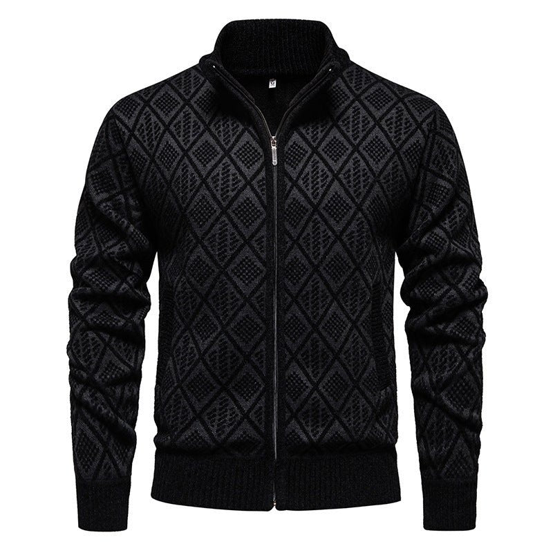 2024 Fall Winter Men Fleece - lined Thickening Stand Collar Sweater - AmiraMart