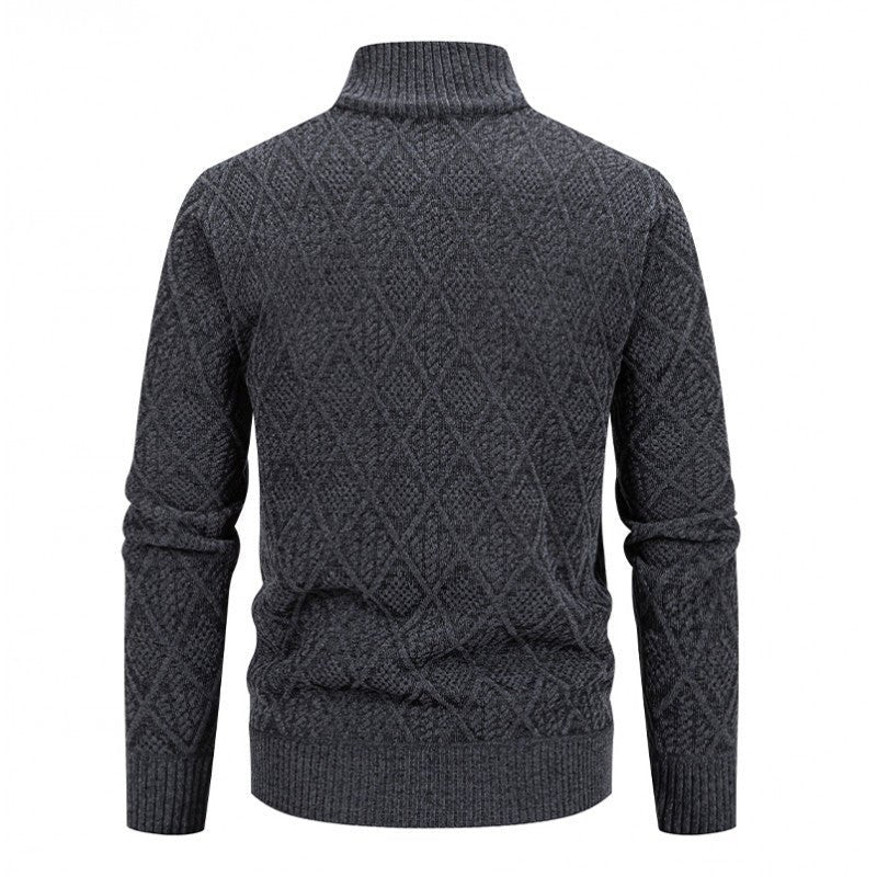 2024 Fall Winter Men Fleece - lined Thickening Stand Collar Sweater - AmiraMart
