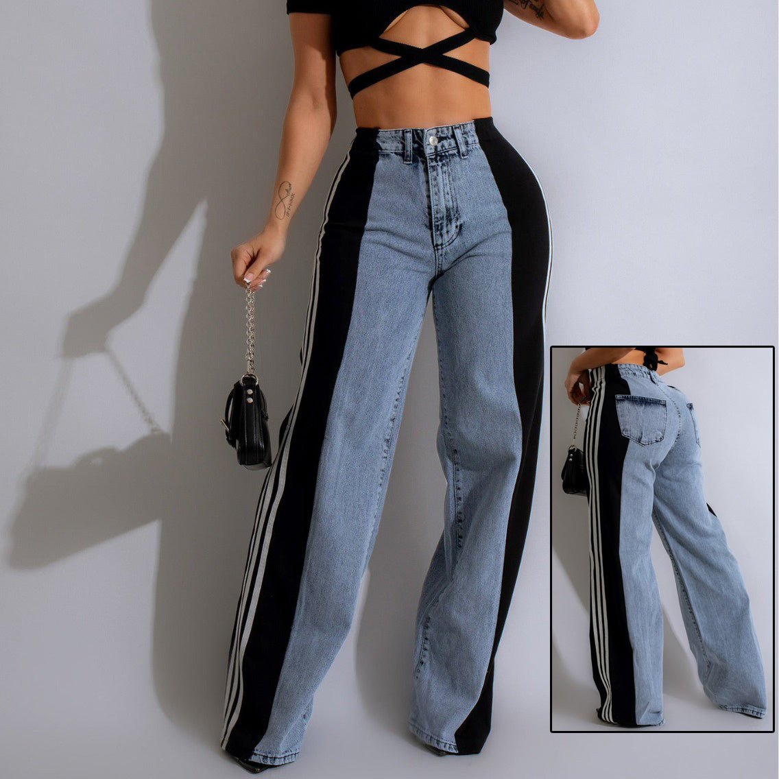 Fashion Casual High Waist Elastic Straight Leg Trousers - AmiraMart