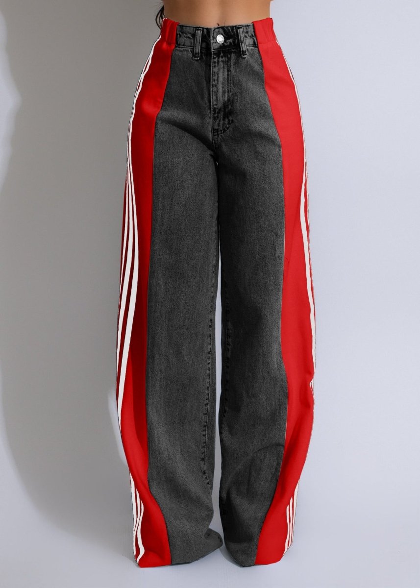 Fashion Casual High Waist Elastic Straight Leg Trousers - AmiraMart