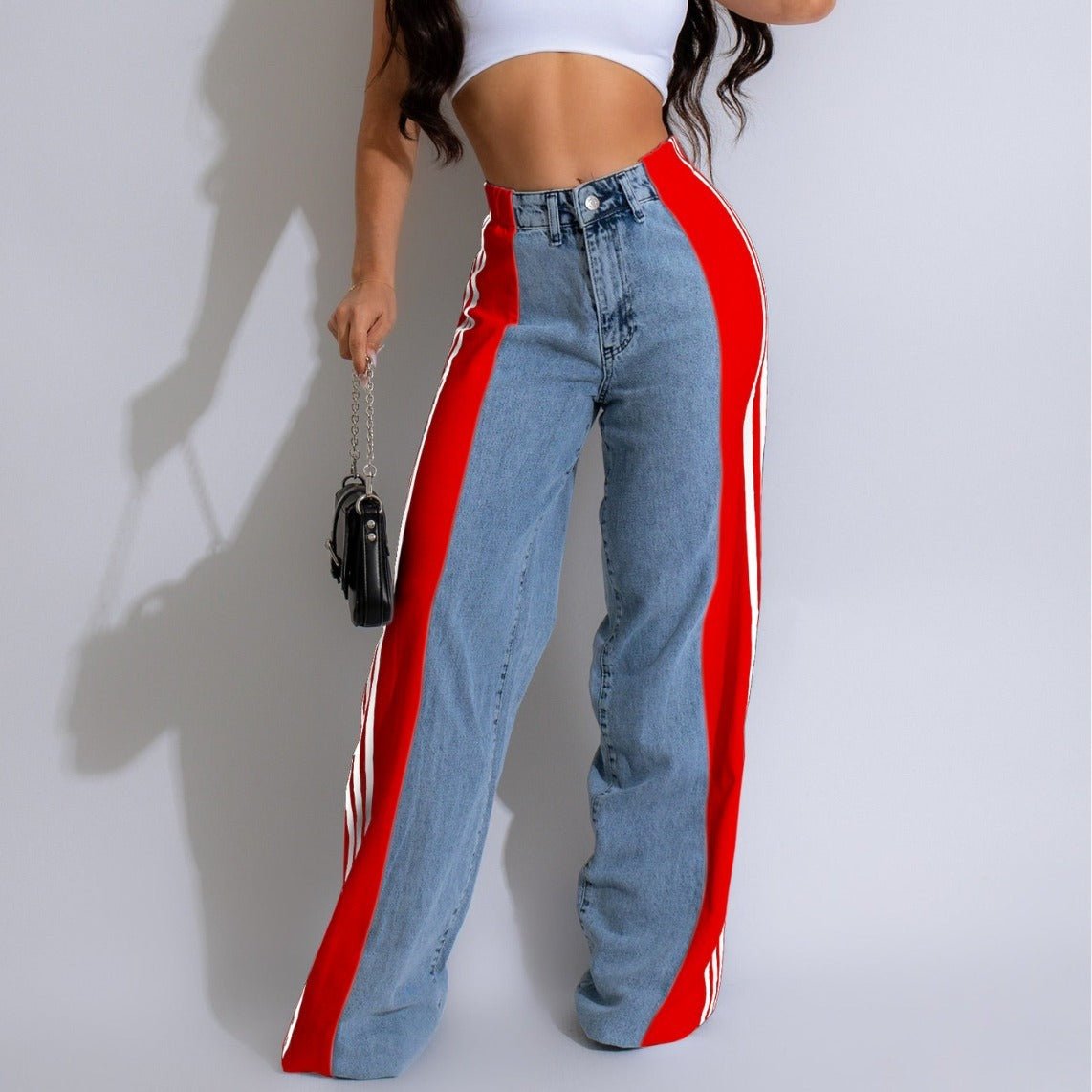 Fashion Casual High Waist Elastic Straight Leg Trousers - AmiraMart