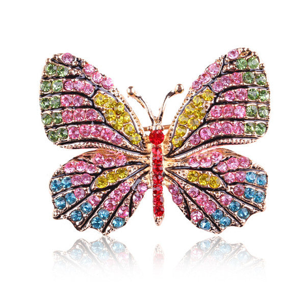 Elegant Rhinestone Butterfly Brooch Pin for Women's Wedding Dress - AmiraMart