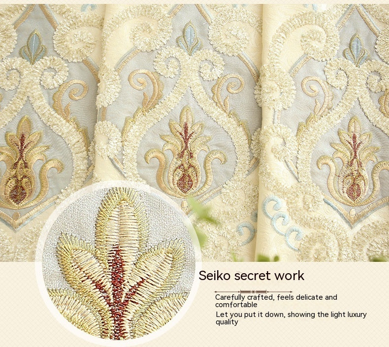Crown European Embroidery Cloth Mesh Curtains - AmiraMart