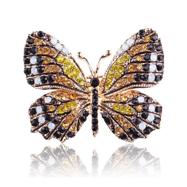 Elegant Rhinestone Butterfly Brooch Pin for Women's Wedding Dress - AmiraMart