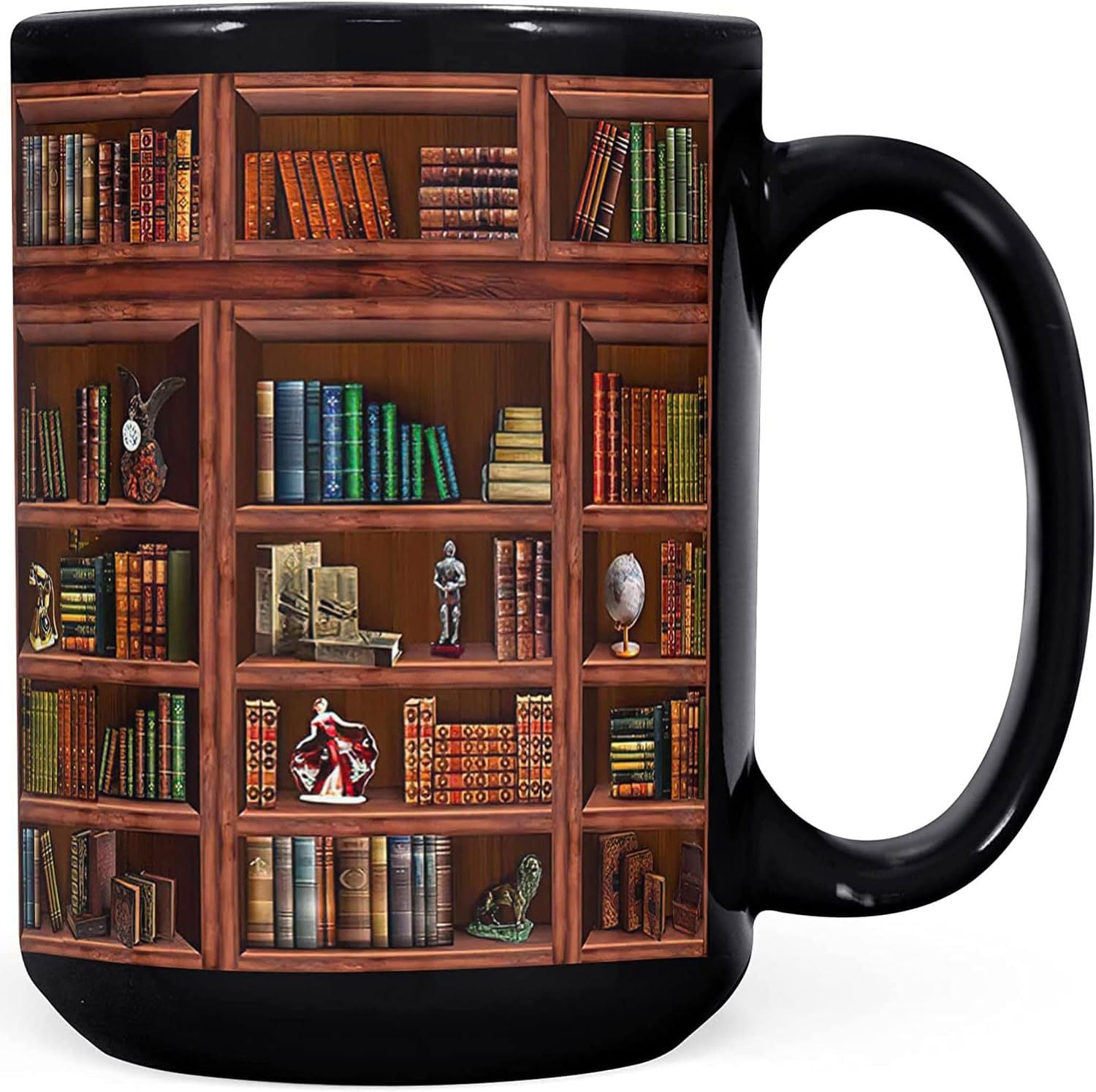 Bookshelf Library Book Fan Large Capacity Ceramic Coffee Mug - AmiraMart