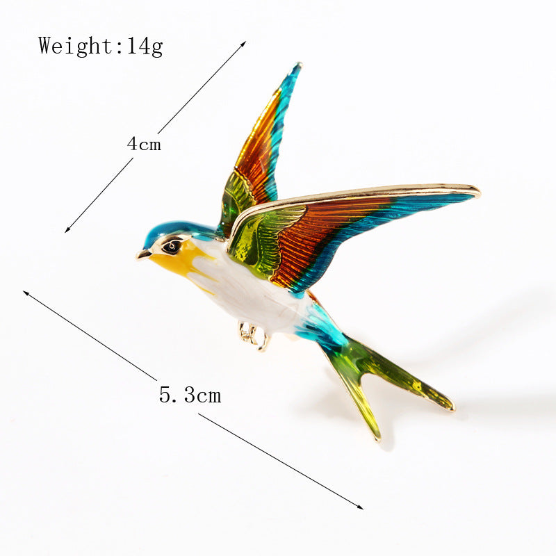 Alloy Diamond Color Swallow Brooch - AmiraMart