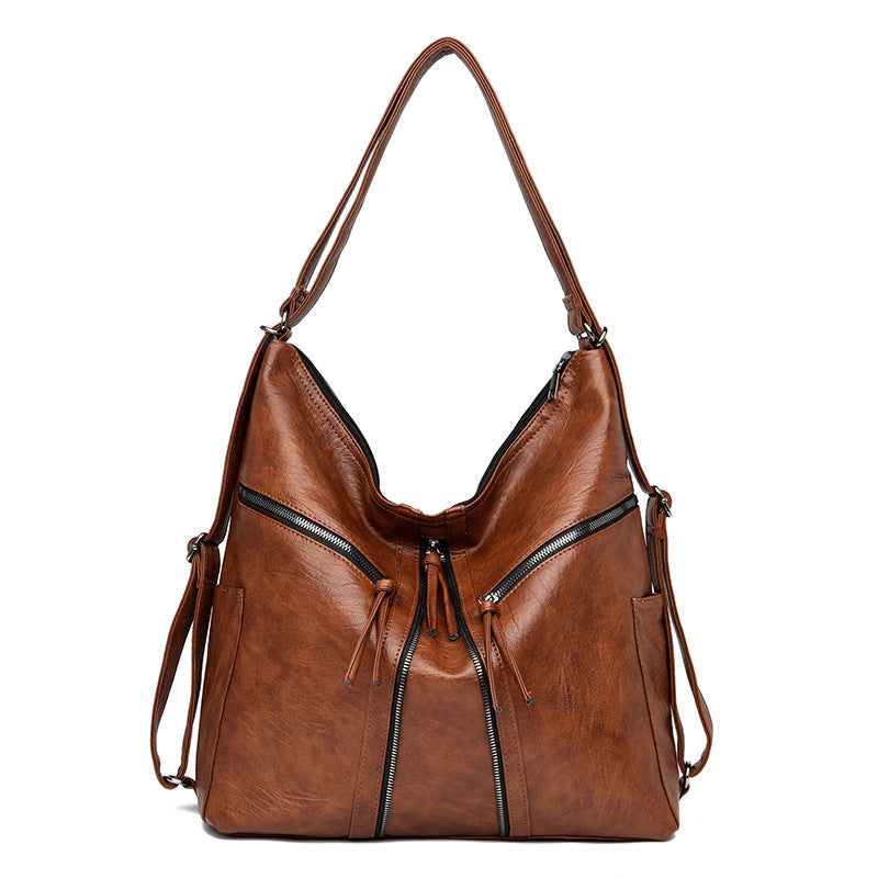 Soft Leather Versatile Leisure Shoulder Bag Multifunctional Backpack - AmiraMart