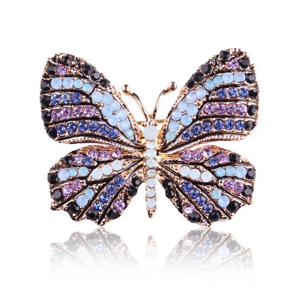 Elegant Rhinestone Butterfly Brooch Pin for Women's Wedding Dress - AmiraMart
